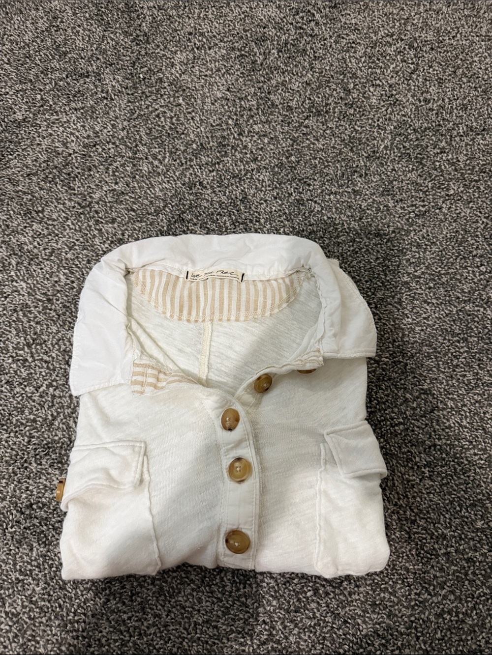 We The Free Cream Button-Down Shirt with Wooden Buttons